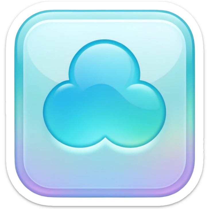 Iridescent pastel cyan formal elegant sophisticated cultured neat pretty beautiful nifty app icon sticker