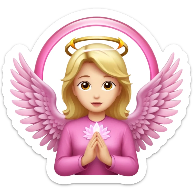 Alas de angel color rosa con un aro de luz rosado y aura rosado sticker