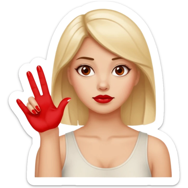 I want the woman to look like she is rejecting something. She is holding her hand up like "nope" and looking unimpressed and sassy sticker
