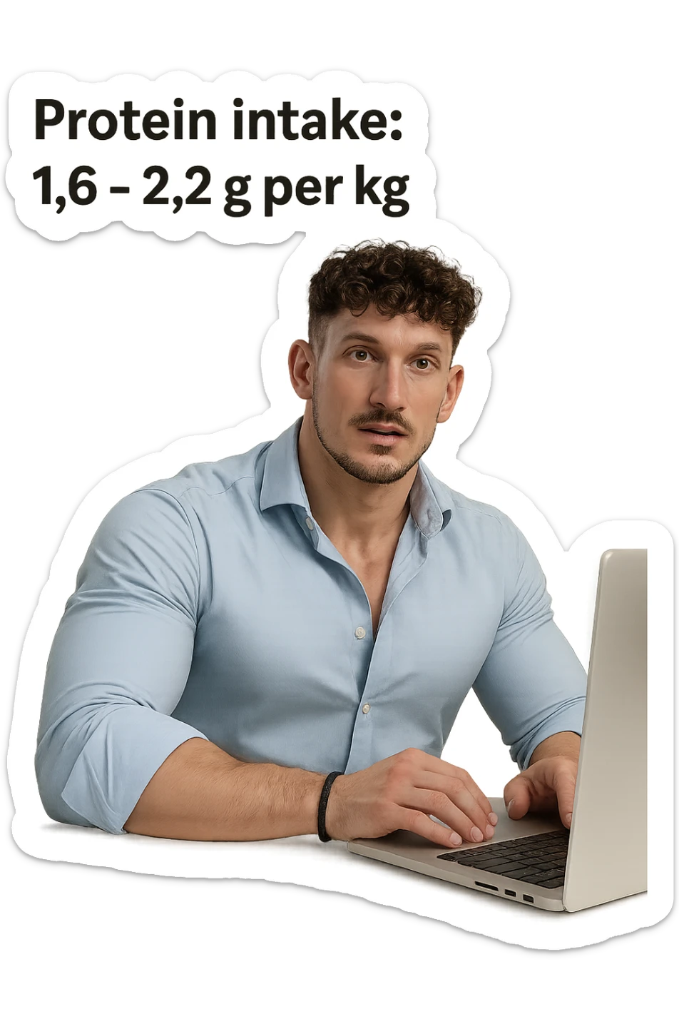 Uomo che imposta la sua fase di massa a proteine intorno 1.6 - 2.2g per kg sticker