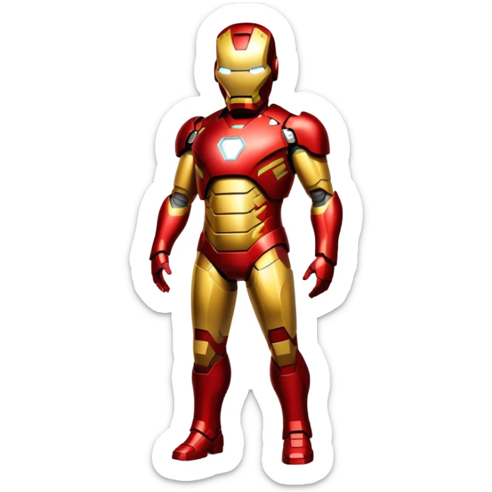 Iron Man superhero with a pregnant belly, red and gold metal suit sticker