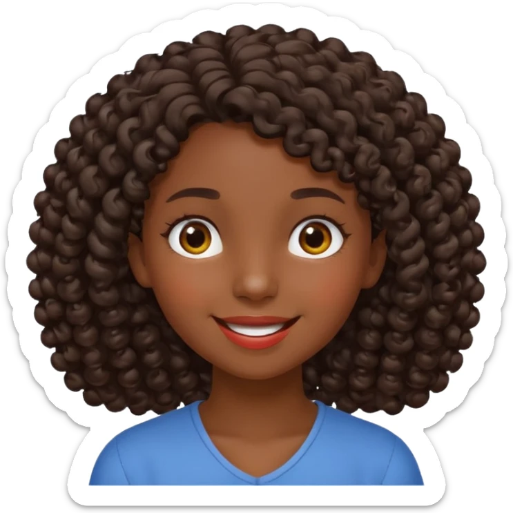 Uma menina de cabelo cacheados morena com os olhos meios puxados fazendo várias coisas sticker