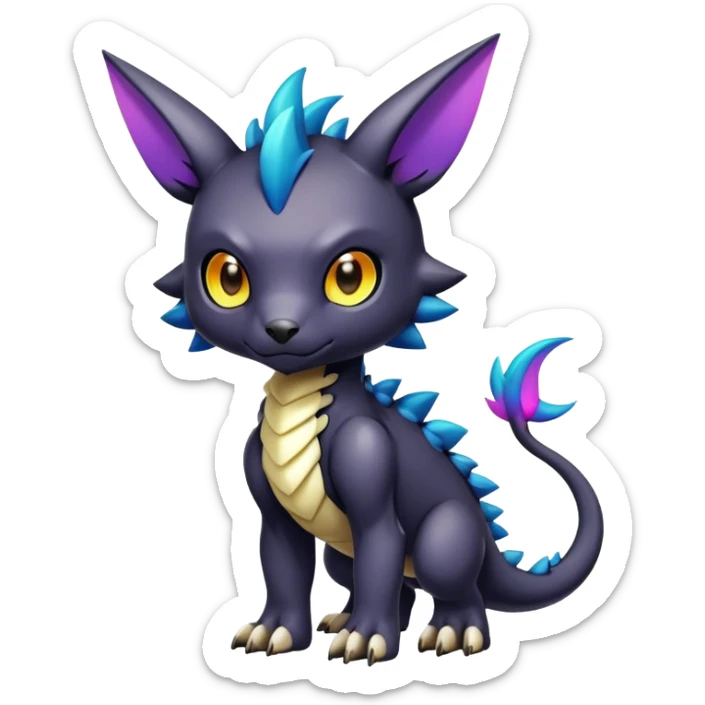 Cute cool colorful dark fantasy-Digimon-animal-hybrid full body sticker