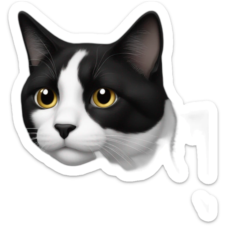 a black and white cat, black on half of the face but with black near ears. The rest is white, his name is oreo.in a part has more black than in the other  sticker