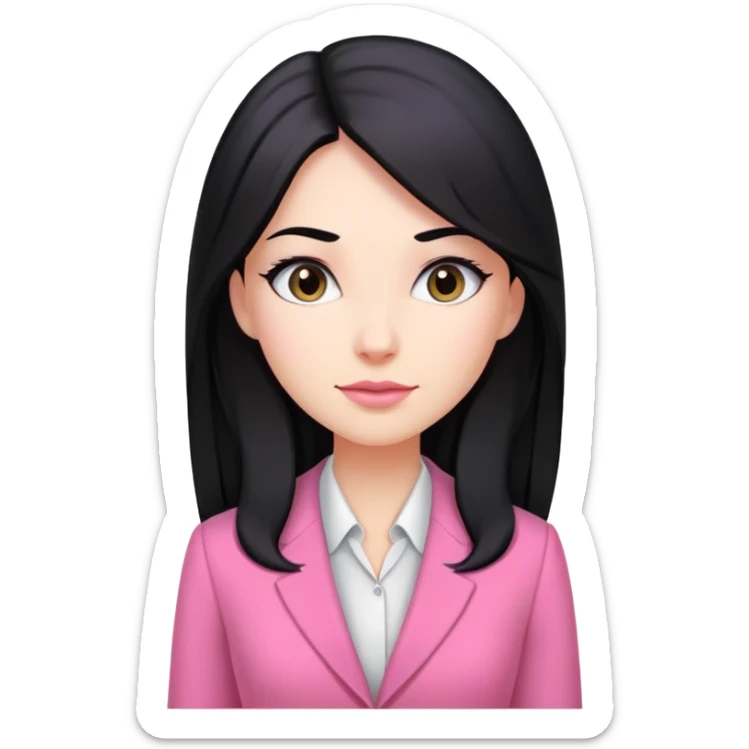 Business dress pink woman caucasian long black hair girl sticker