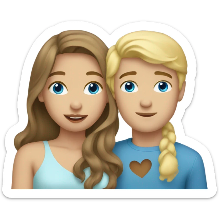 A girl with brown hair kissing a guy with blonde hair and blue eyes sticker