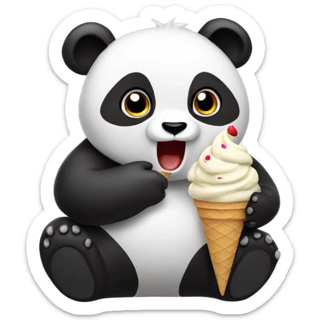 Panda eating ice cream sticker
