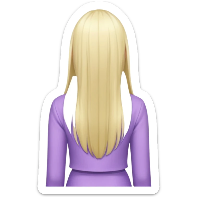 back view of a person, blonde with long straight hair, wearing pastel purple clothes, variation 2 sticker