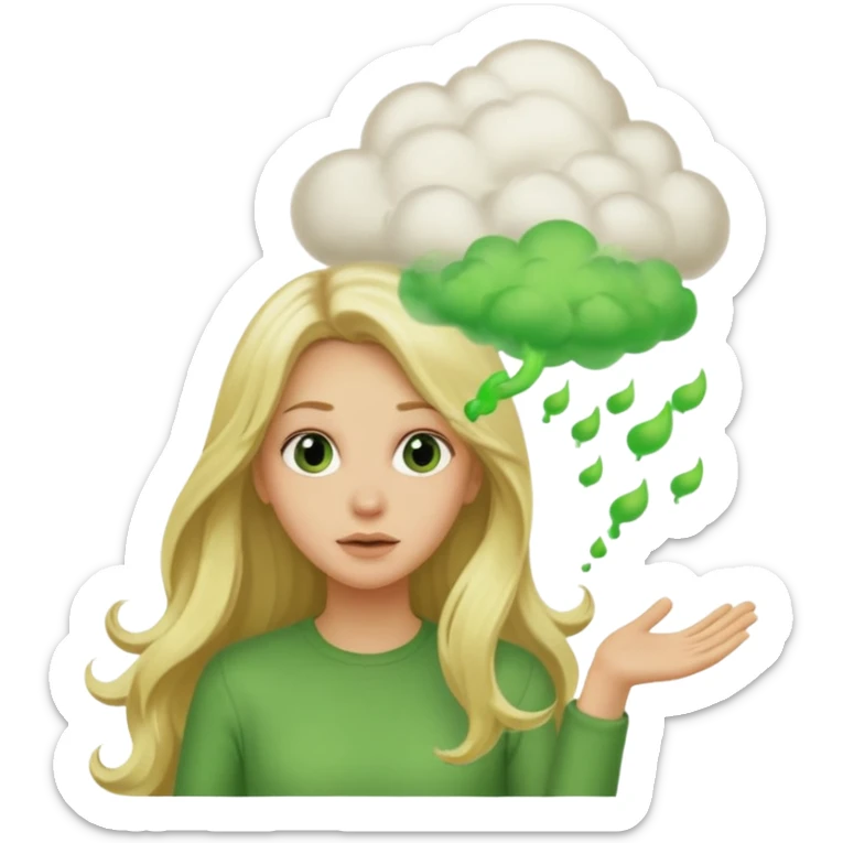 Long hair Blonde woman with green fart cloud following behind her  sticker