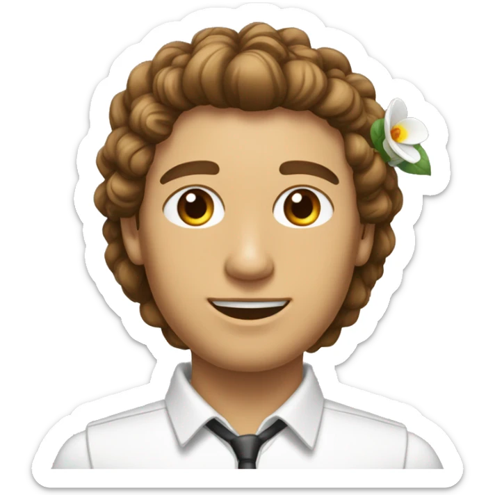 Homme blanc, qui a une fleur dans les cheveux brun et une cicatrice sur l'oeil droit sticker