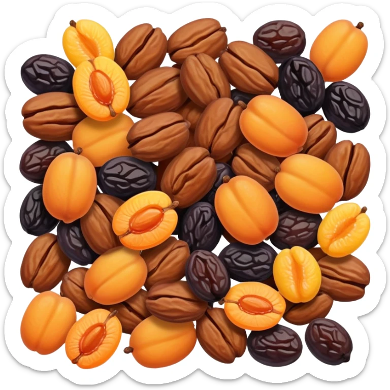 dried fruits assortment with raisins, dried apricots, prunes and dates sticker