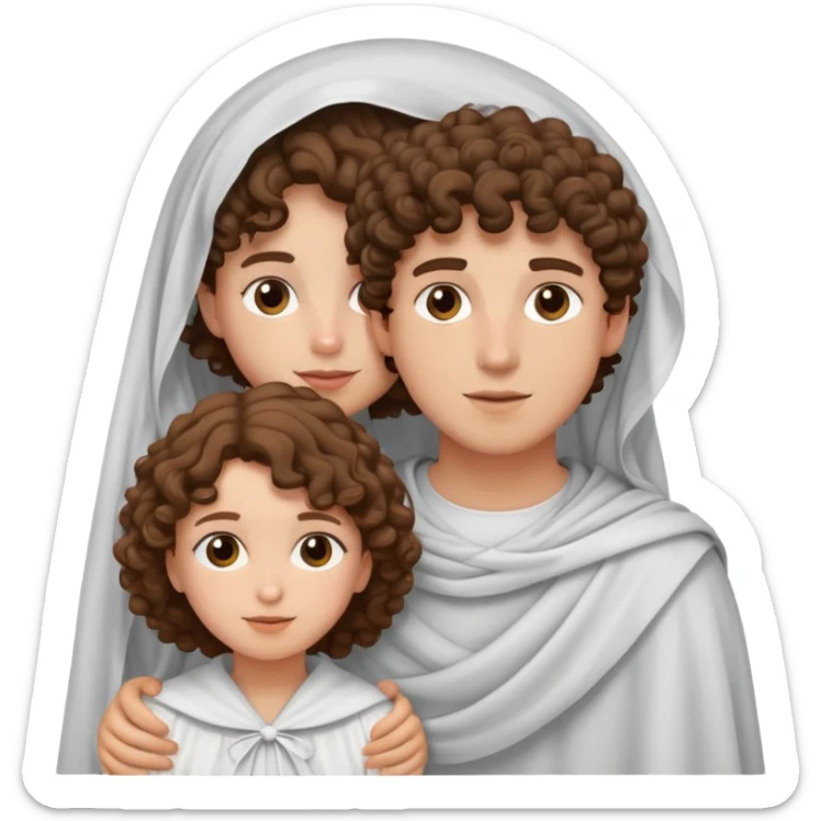 couple garçon cheveux bouclés brun peau claire avec une fille voilée  sticker