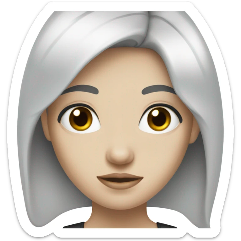 pale girl with black hair and black eyes sticker