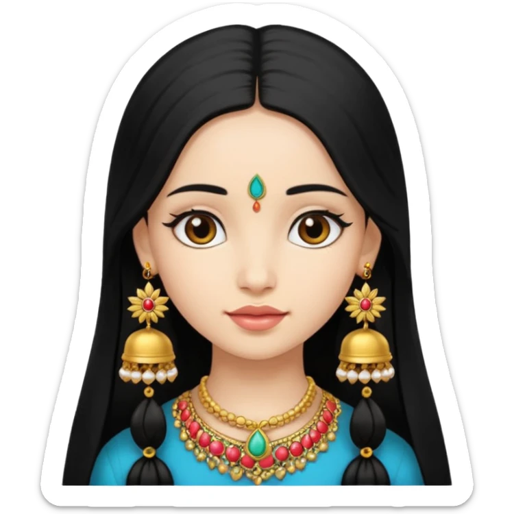 A jhumka girl with hair and face only passport size picture sticker