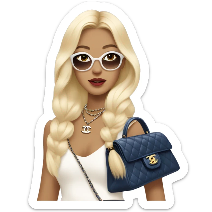 Blonde Chanel blue eyes Asian Girl with Birkin bag and Chanel necklace sticker
