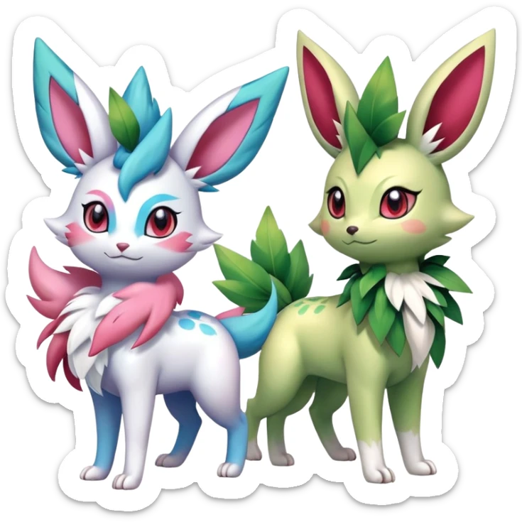 Shiny Exotic Sylveon-Skitty-Shaymin-Leafeon-Bayleaf-Meganium-Hybrid-Creature sticker