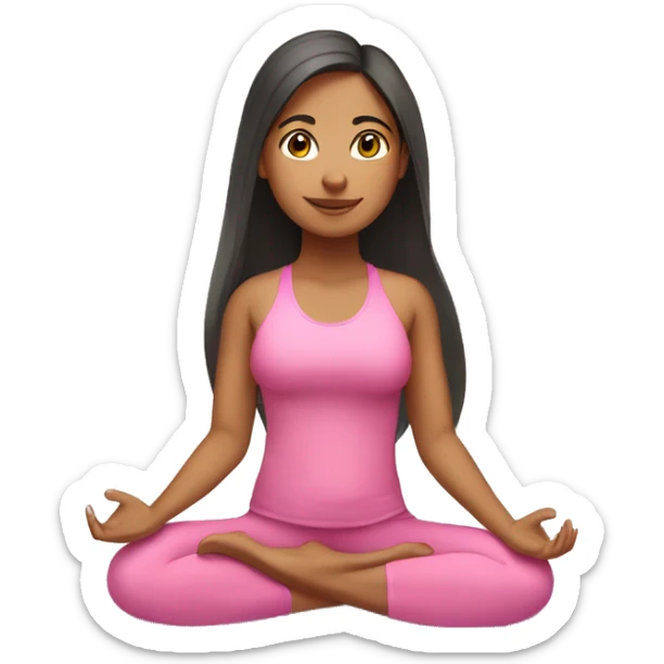 Hispanic girl with long straight hair wearing pink doing yoga sitting on yoga mat  sticker