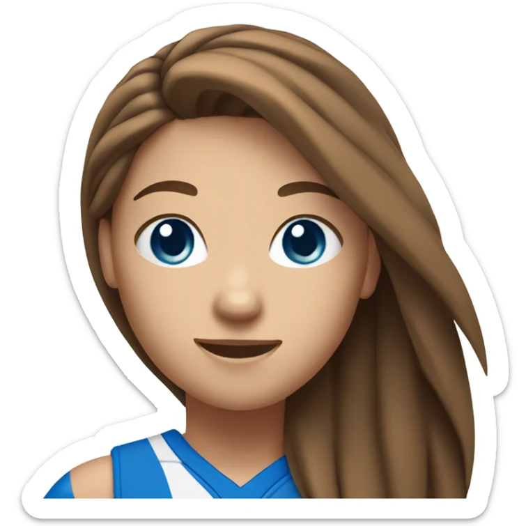 Volleyball girl with ball  and long brown hair and blue eyes  sticker