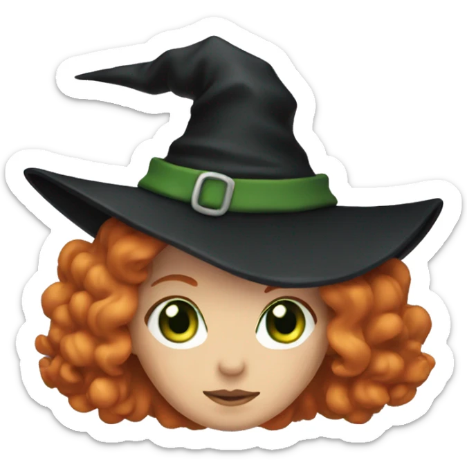 Witch with ginger hair and green eyes  sticker