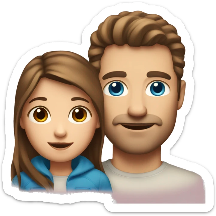 white dad and daughter with brown hair and blue eyes  sticker