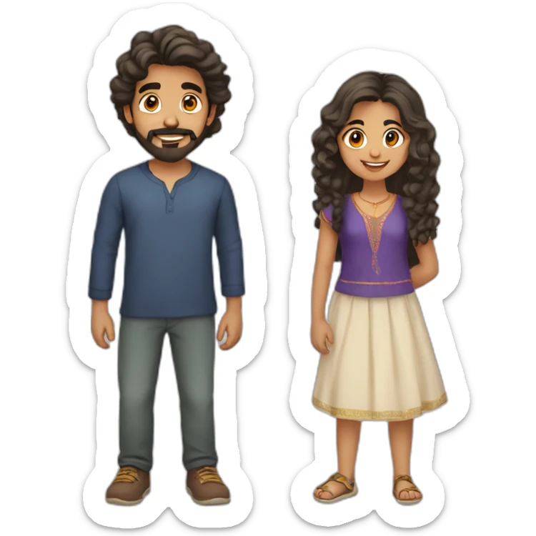 indian gujarati 21 year old brother with a beard and teenager sister with wavy hair sticker