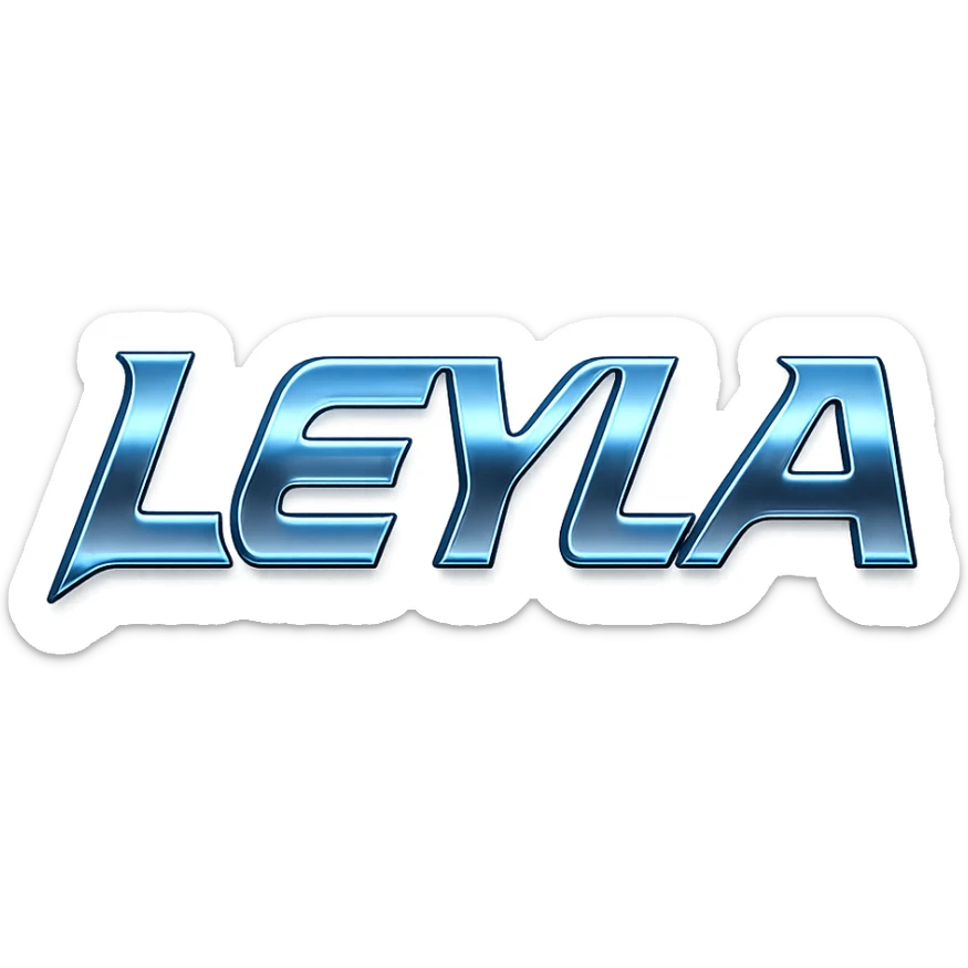 creative and eye-catching wordmark of the name LEYLA in bold futuristic style sticker
