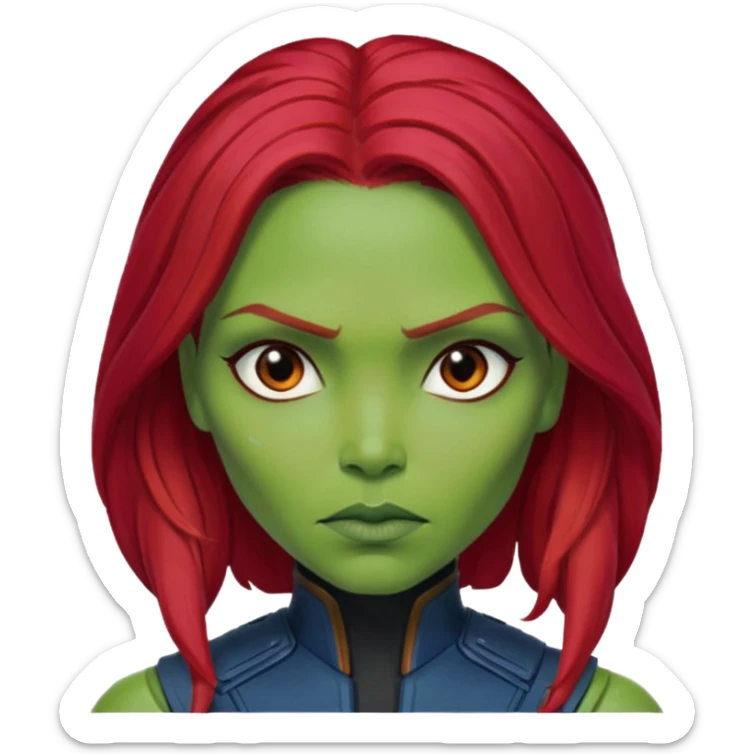 gamora from Guardians of the Galaxy movie , red hair sticker
