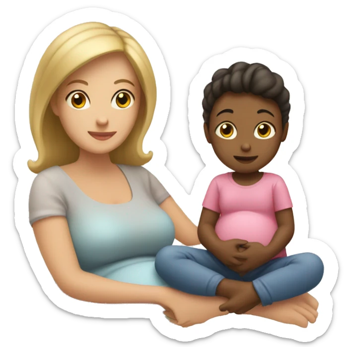 Mom pregnant with baby with little girl sitting next to her sticker