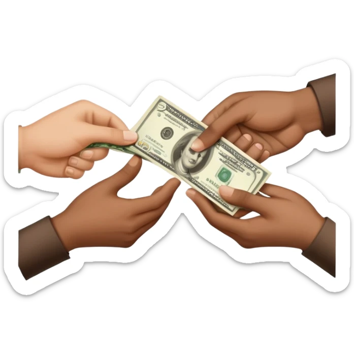 Hand give Money to other hand with clothes in it giving the money to the person giving the money sticker