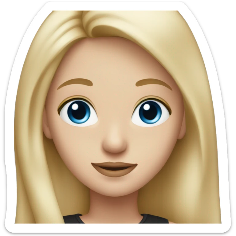 girl with long blonde hair, blue eyes, she wear a black top sticker