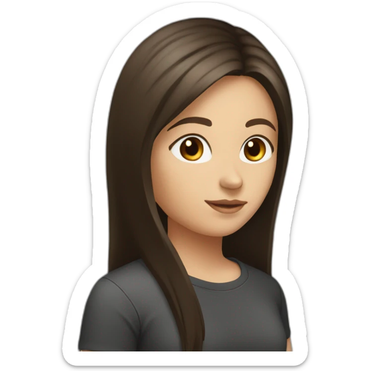 white-girl-with-long-dark brown-straight-hair-with-brown-eyes-in-a-black-t-shirt sticker