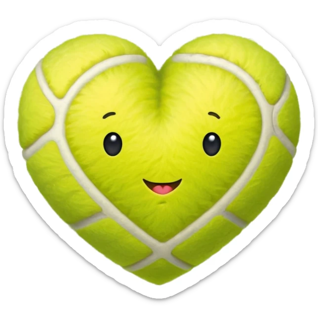 A tennis ball In a shape of a love heart sticker
