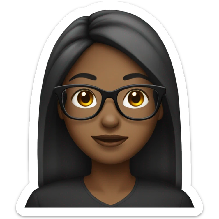 black girl with long straight hair , black glasses and a bow in her hair  sticker