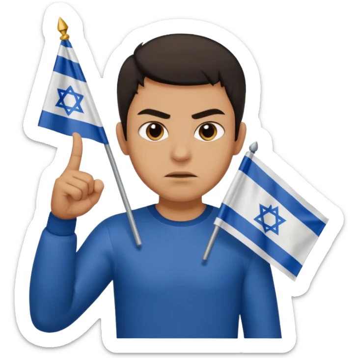 İsrail Bayrak tutan ve çok kızgın bakan adam sevmemiş gibi el hareketi yapıyor sticker