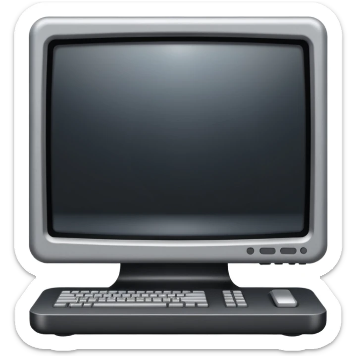 Minimal emoji icon of a modern metallic studio monitor, front view, detailed geometry, dark metallic body, subtle highlights, isolated sticker
