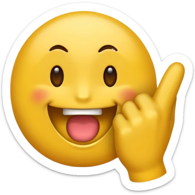 Un emoji content qui tire la langue avec les deux mains sur les côté  sticker