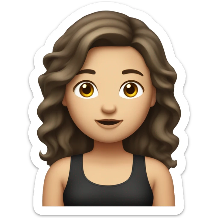 Create a fat girl with a crop on her, Let the girl have brown hair and long hair, and let the color of the chrome be black.  sticker