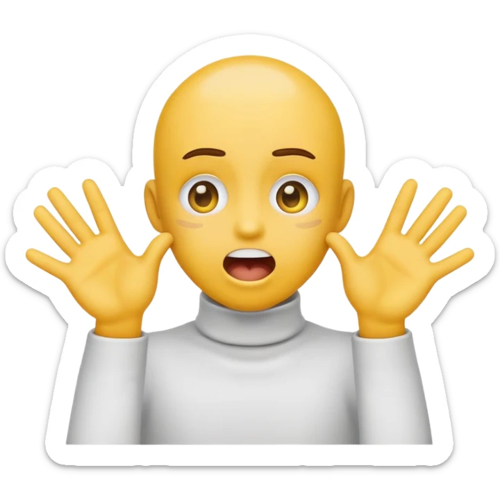 Yellow circle emoji with x eyes a circle open mouth a neck nd two hands on the neck  sticker