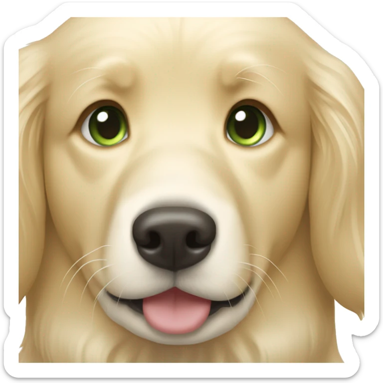 English cream golden retriever with woman who has dark blonde hair and green eyes sticker