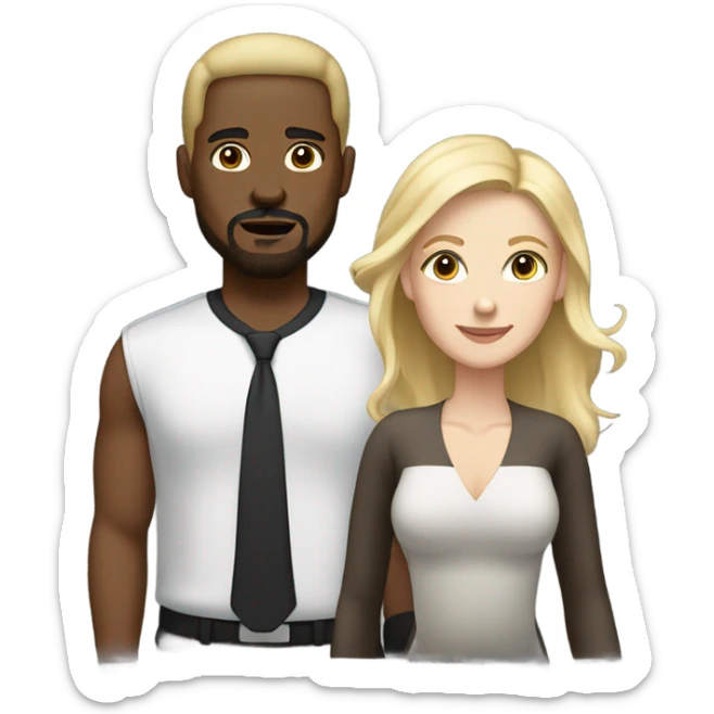black man with goatee and white woman blonde shoulder length hair with brown eyes sticker
