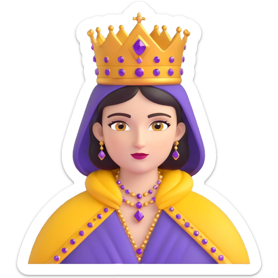 Empress Theodora wearing a jeweled crown and purple cloak sticker