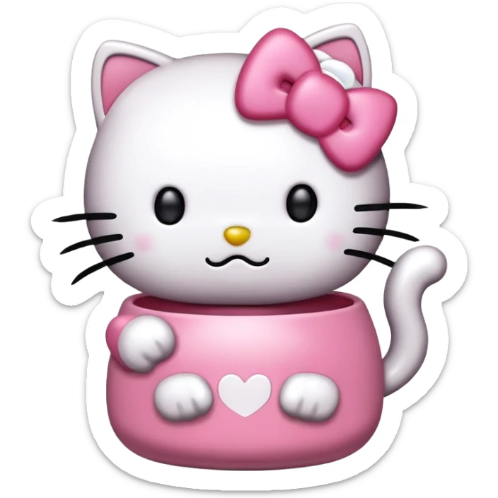 Gato kawaii riéndose con lágrimas, como si estuviera contando un chiste gracioso hello kitty sticker