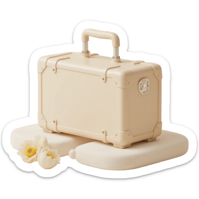 aesthetic ivory minimal suircase with wheels sticker