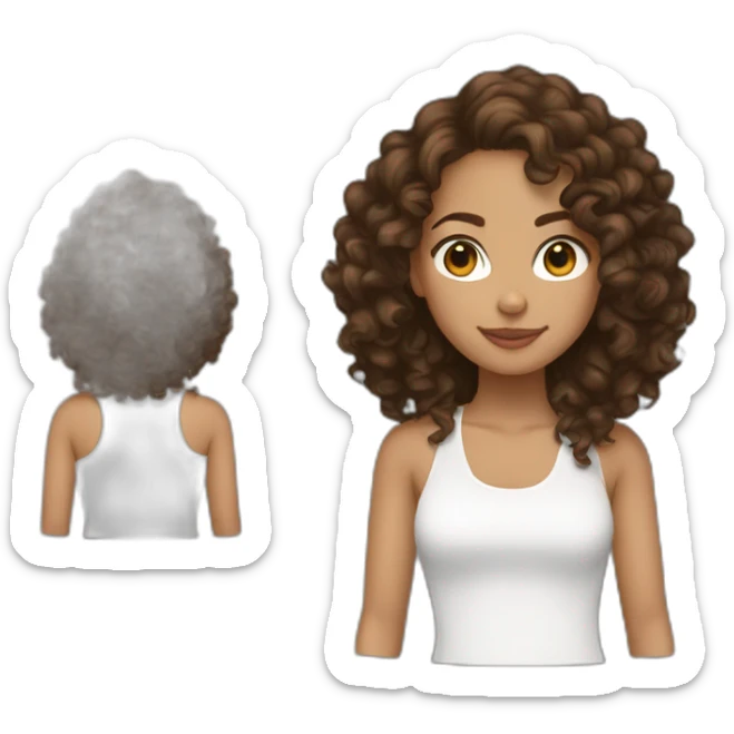 mid-twenties girl with brunette curly hair. Similar to Alicia Keys. sticker