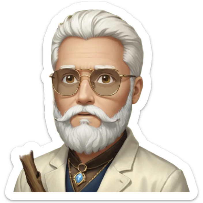 émoji blanc homme barbu, cheveux bruns collés au crane avec raie au milieu, grosses lunettes de soleil rectangulaires à grosse branches, gros bijoux en or (chaine, montre,) manteau de fourrure très fluffy sur les épaules sourire en coin, boucles d'oreilles sticker