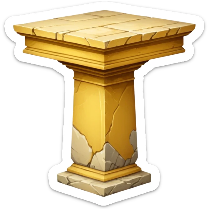 Greek yellowish old ish pedestal that’s not too long a bit short. Only 1 pedestal sticker
