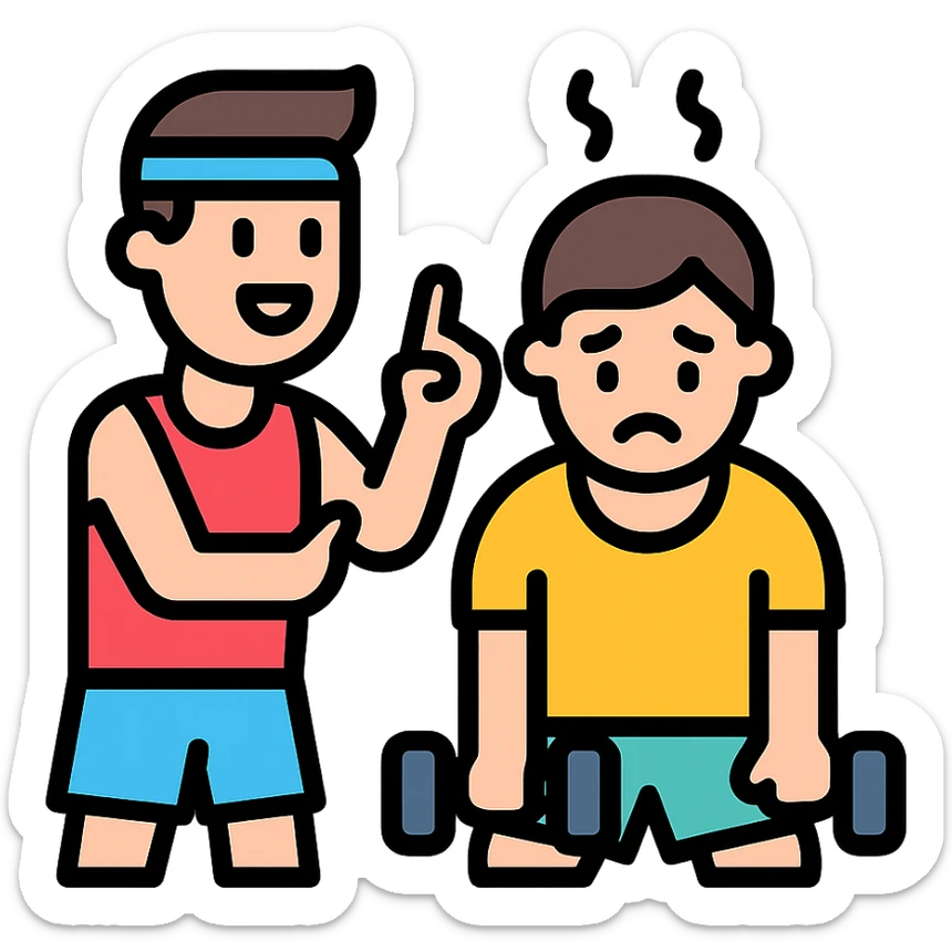 One sportsman encourages the other one, to do a workout and stop being lazy
 sticker