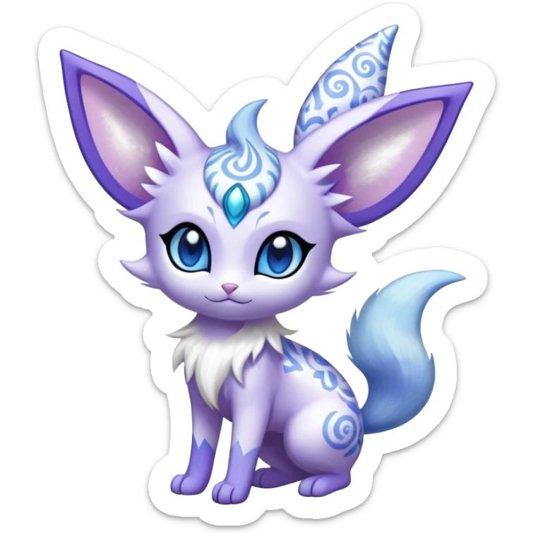 Shiny Exotic Cute Adorable Majestic Ethereal Sparkly Espeon-Meowstic-Hybrid-Creature with pattern-markings sticker