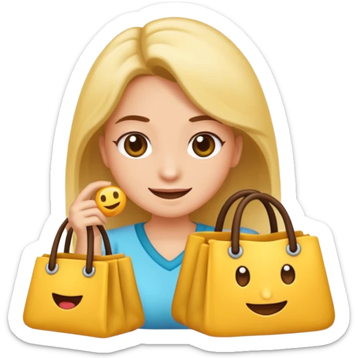 preciso de um emoji de um vendedor com sacolas na mão entregando para outra mulher sticker