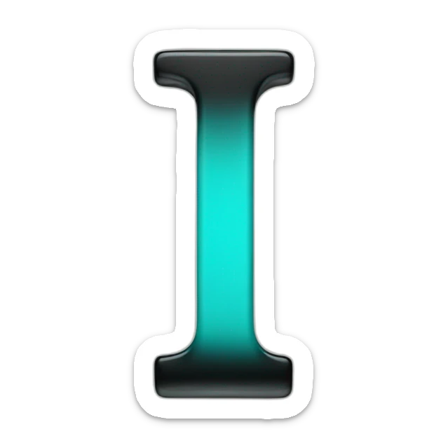 black lowercase letter t and turquose verical bar to the right of it sticker